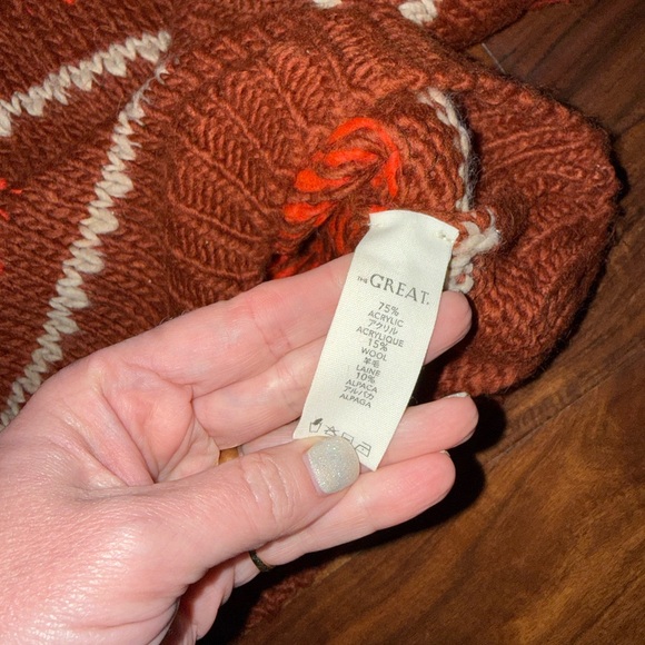 The Great The Folk Pullover Sweater in Firestone Wool Alpaca Red XS - Picture 7 of 8